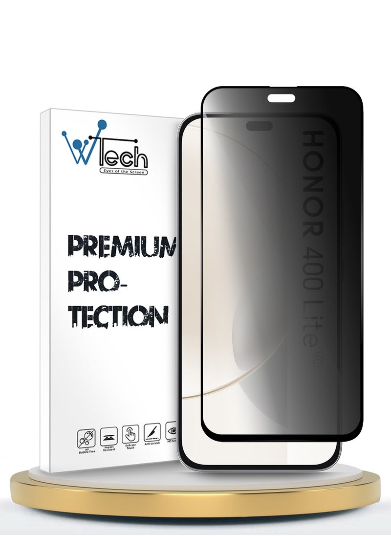 Wtech Honor 400 Lite 5G 2025 Premium E2E Series Privacy Full Glue Full Cover Tempered Glass Screen Protector (MSGECP) - Clear/Black  - Image 1