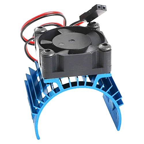 Share Goo ShareGoo Alloy Heat Sink Heatsink with 5V Cooling Fan for 1/10 Car 540 550 3650 Size Brushless Engine Motor RC Car Truck Buggy Crawler,Blue - Image 1