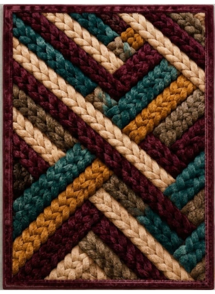 Modern 7D Printed Area Rug - Textured Woven Herringbone Design - 180x280 cm - Non-Slip Dotted Backing & Washable - Image 3