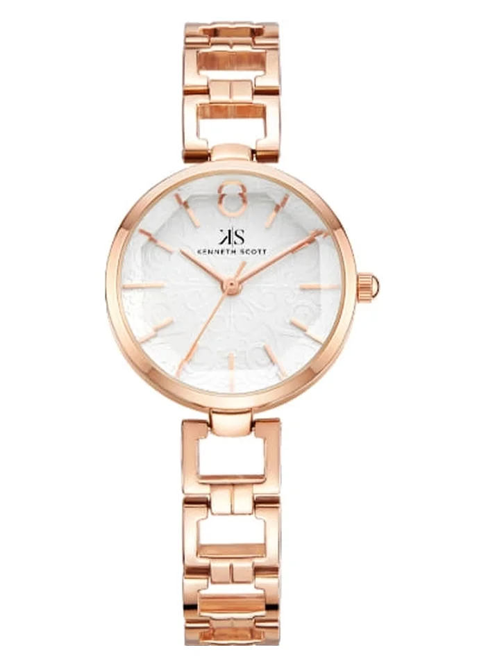 كينيث سكوت Kenneth Scott K23514-RBKW Women's Analog Display Watch & Alloy Strap Rose Gold