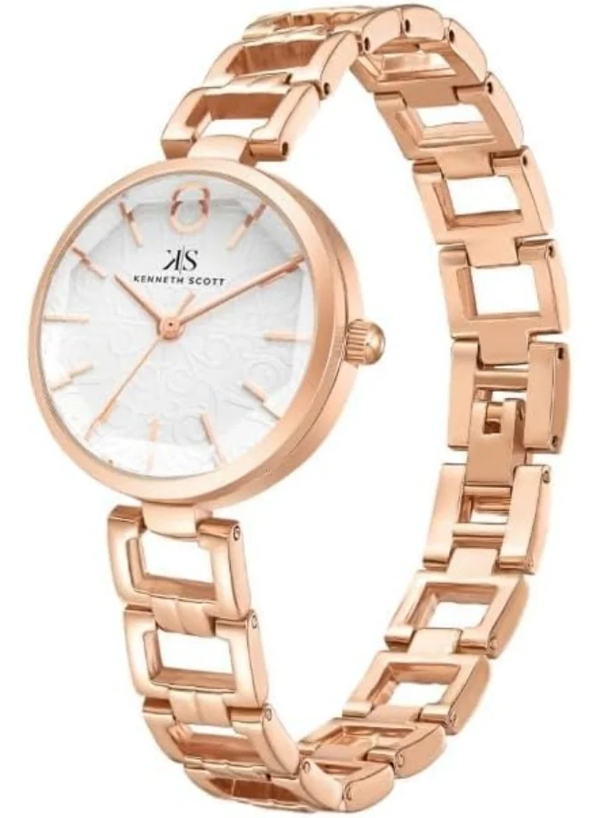 KENNETH SCOTT Kenneth Scott Women's PC21 Movement Watch, Analog Display and Alloy Strap - K23514-RBKW, Rose Gold