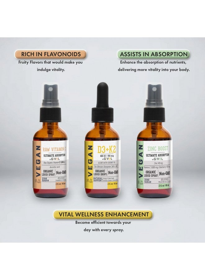 GIVOL Immunity Support Pack - Raw Vitamin C, D3 & K2 Liquid, Zinc Picolinate - Premium Heart Health Vitamins w/Essential Minerals, Antioxidant Properties, & Cardiovascular Benefits - 180 Days Supply - Image 4