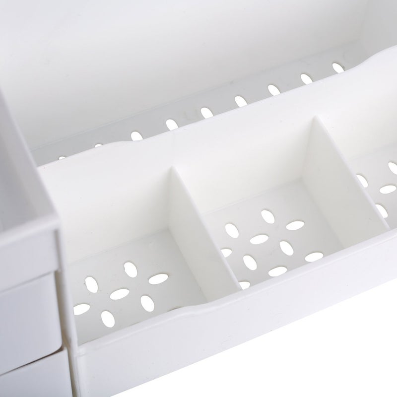 Mantello Cosmetic Storage Organizer - Sitting on Your Vanity, Bathroom Counter or Dresser - Easily Organize Your Cosmetics, Jewelry, Hair Accessories (White) - Image 3