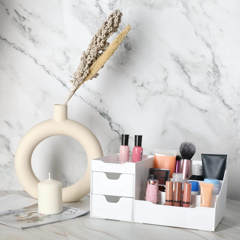 Mantello Cosmetic Storage Organizer - Sitting on Your Vanity, Bathroom Counter or Dresser - Easily Organize Your Cosmetics, Jewelry, Hair Accessories (White) - Image 4