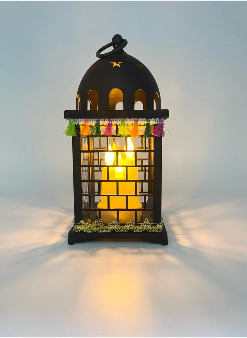 DEHKAH - Luminous Ramadan lantern three authentic Arabic candles battery operated  size 27*13*13 - Image 1