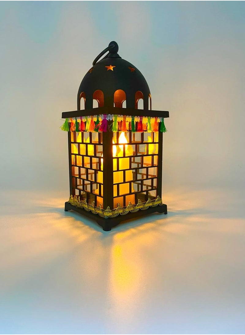 DEHKAH - Luminous Ramadan lantern three authentic Arabic candles battery operated  size 27*13*13 - Image 1