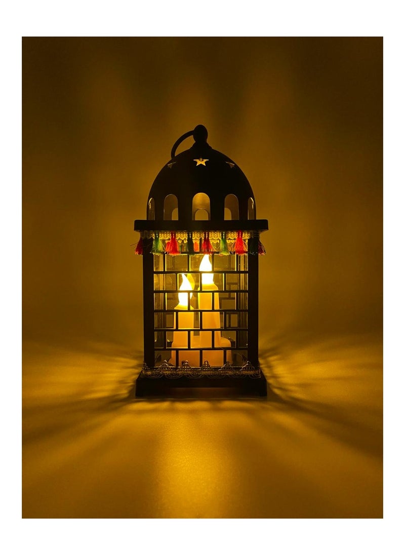 DEHKAH - Luminous Ramadan lantern three authentic Arabic candles battery operated  size 27*13*13 - Image 1