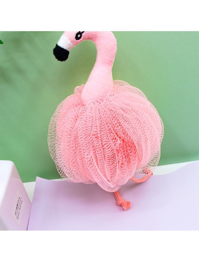 HOMESTAR 2pcs Flamingo Shape Bath Ball, Pink Cute Bath Ball, Heart Bath Flower, Rubbing Back Bath Foaming Ball, New Year Gift Gift - Image 2