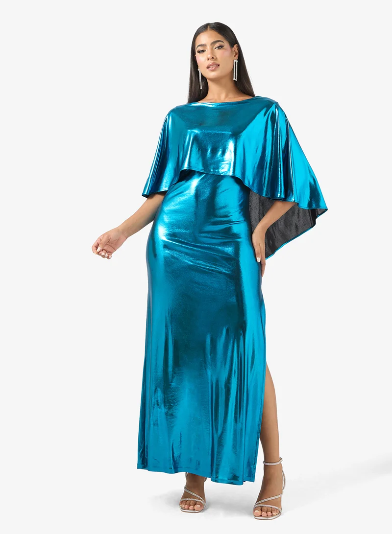 Stretch Shimmer With Slit Dress