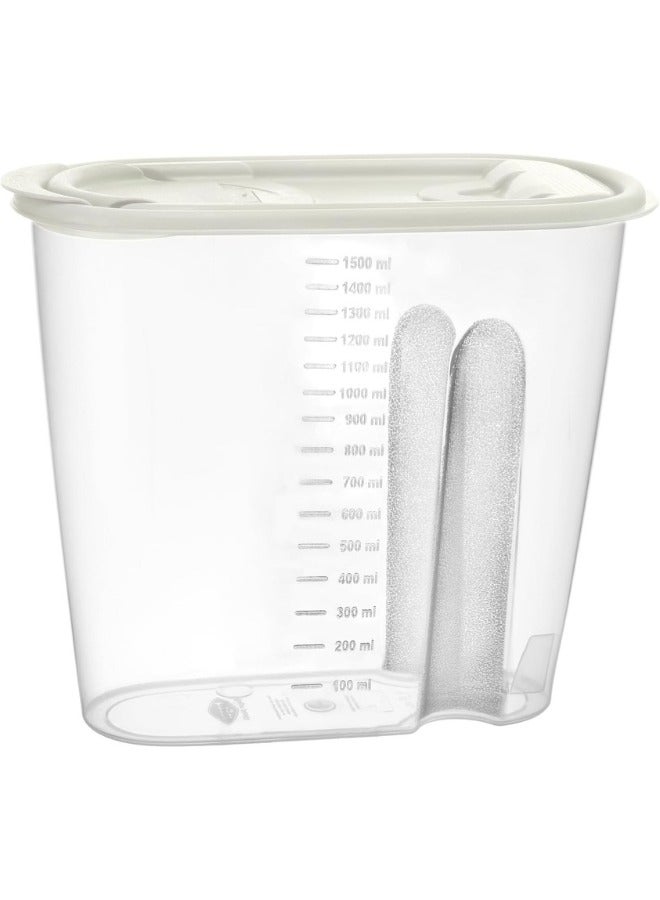 باجار حاوية تخزين طعام قابلة لإعادة الاستخدام بغطاء قابل للإزالة مصنوع من البلاستيك الصحي بسعة1.5 لتر - يمكنها تنظيم الطعام والتوابل والحبوب والمكسرات -(لون عشوائى) - Image 1