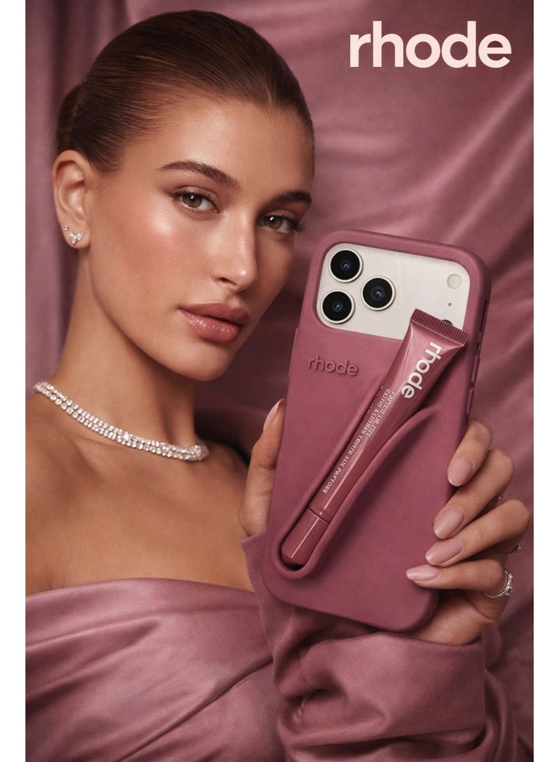 رود حامل ملمع شفاه من السيليكون لهاتف iPhone 17 Pro Max، غلاف لاصق لحافظة مرطب الشفاه، حامل شفاه لاصق – راسبيري جيلي. - Image 5