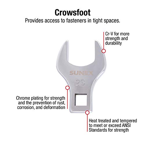 SUNEX TOOLS 9730 1/2-Inch Drive Jumbo Metric Crowfoot Wrench Set, sizes 24-32, 8-Piece - Image 3