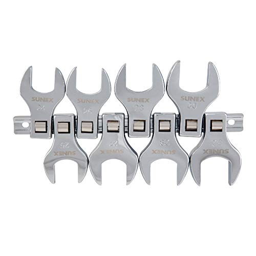 SUNEX TOOLS 9730 1/2-Inch Drive Jumbo Metric Crowfoot Wrench Set, sizes 24-32, 8-Piece - Image 1