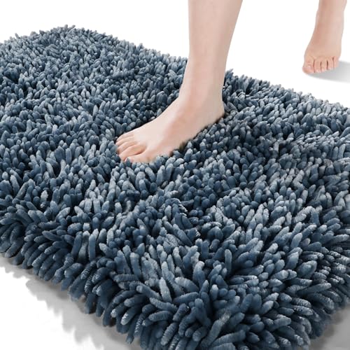 Yimobra Yimobra Bath Mats for Bathroom 36 x 24 Soft Shaggy Large Size Water Absorbent Bath Rug NonSlip Machine Washable Quick Dry Shower Rug Microfiber Thick Mat for Bathroom FloorTub Light Blue