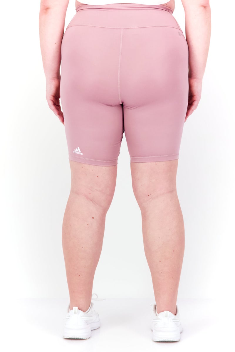 Adidas Women Plus Size High Rise Biker Shorts, Mauve - Image 3
