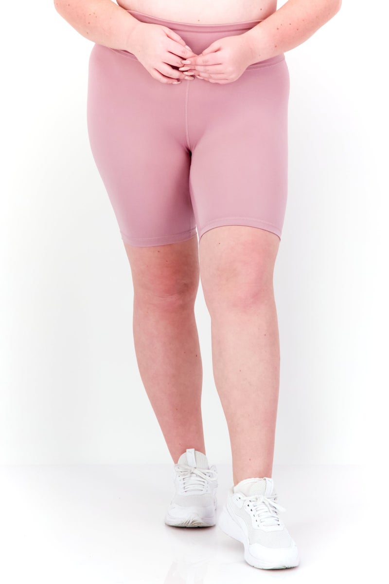Adidas Women Plus Size High Rise Biker Shorts, Mauve - Image 1