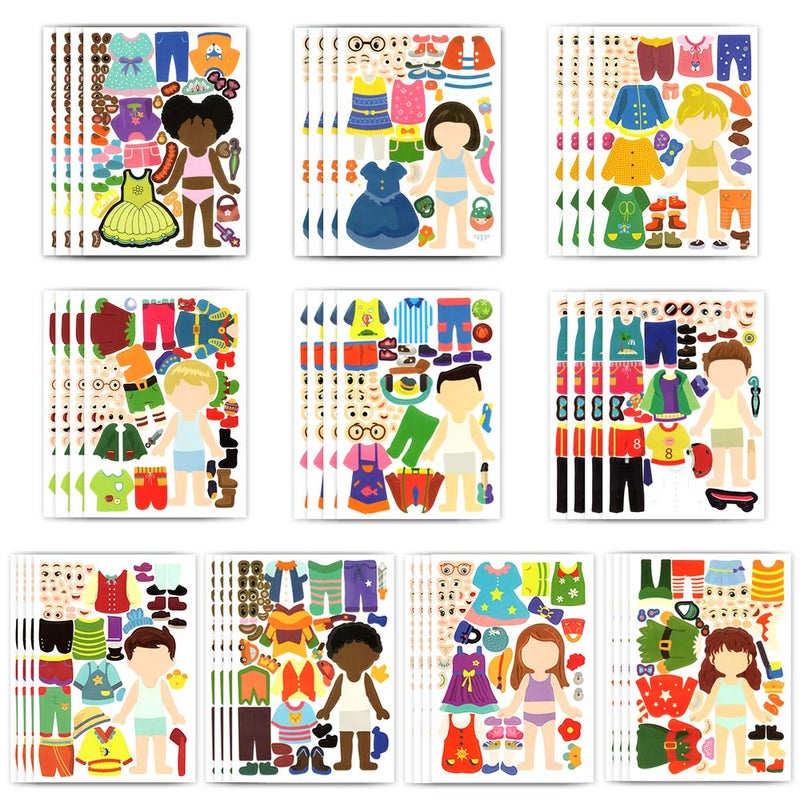 Funny Make a Face and Dress Up Stickers for Girls Boys40pcs Make Your Own Mix and Match Sticker Sheets Art Craft Kit ToysIncluding 2000Repositionable Little Stickers