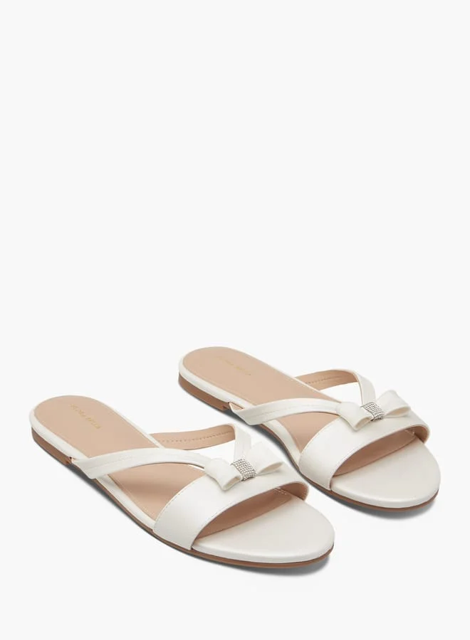 Flora Bella By Shoexpress Women Bow Accent Slip-On Sandals