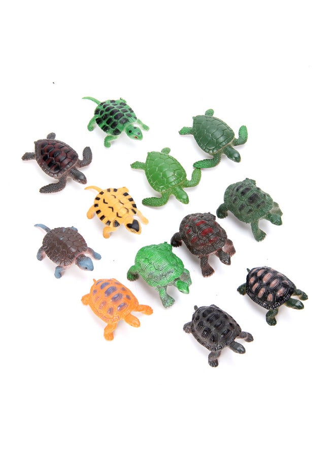 Mini Animal Model Set Simulation Snake Frog Turtle Caterpillar Crab Goldfish Ornaments Children's Toys-Color:12 Mini Turtles  - Image 1