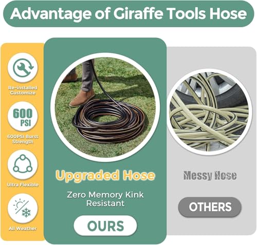 Giraffe Tools Garden Hose 5/8" Custom Length, No Kink, Flexible, Leakproof Water Hose, 600 Burst PSI, 4ft Double Female Fittings,Black Orange - Image 5