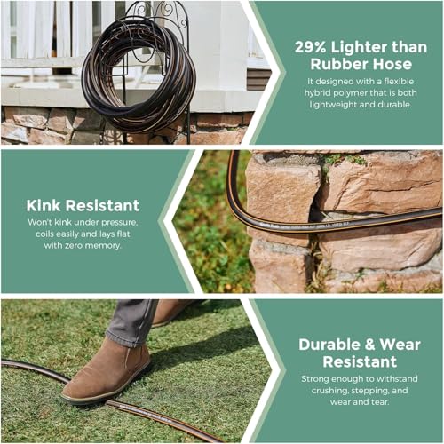 Giraffe Tools Garden Hose 5/8" Custom Length, No Kink, Flexible, Leakproof Water Hose, 600 Burst PSI, 4ft Double Female Fittings,Black Orange - Image 4