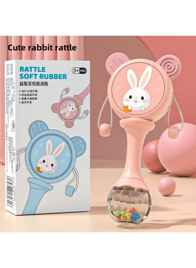 Rattle Baby Hand-cranked Educational Toys 0-3 Years Old 6 Months Old Wave Drum Gum Music Baby-Colour:Pink Rattle (gift Box) - Image 1