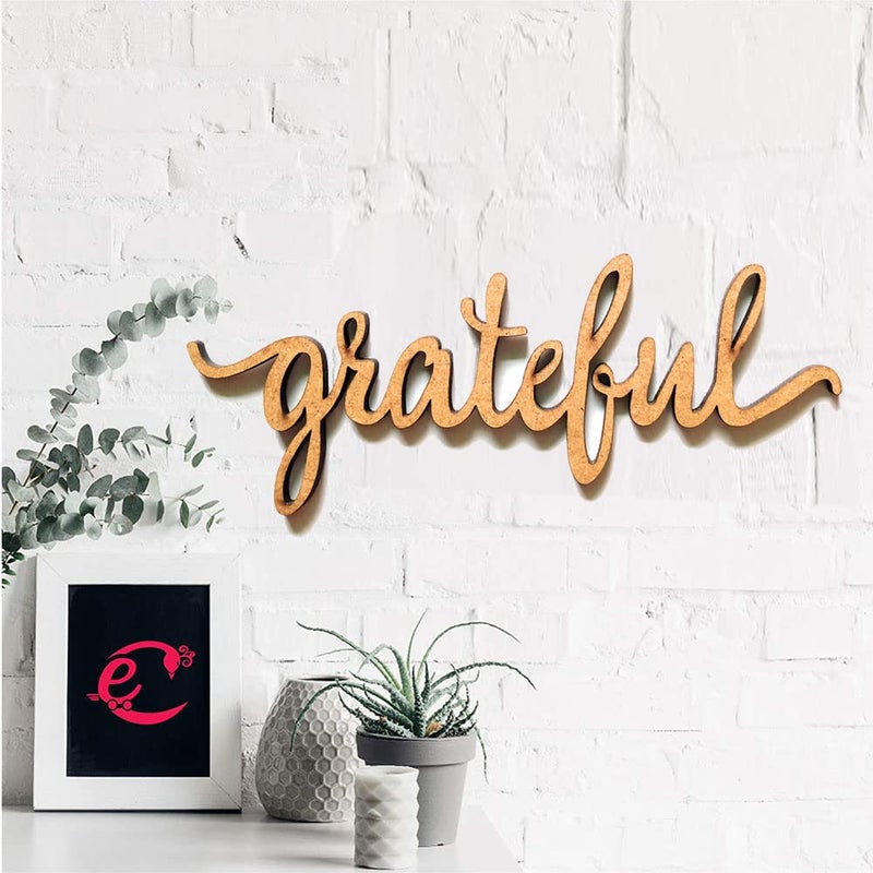 300Sparkles GRATEFUL Cutout Home Room Party Wall Decoration Wall Art ArtCraftsCutout BROWN 10 X 4 INCH - Image 1