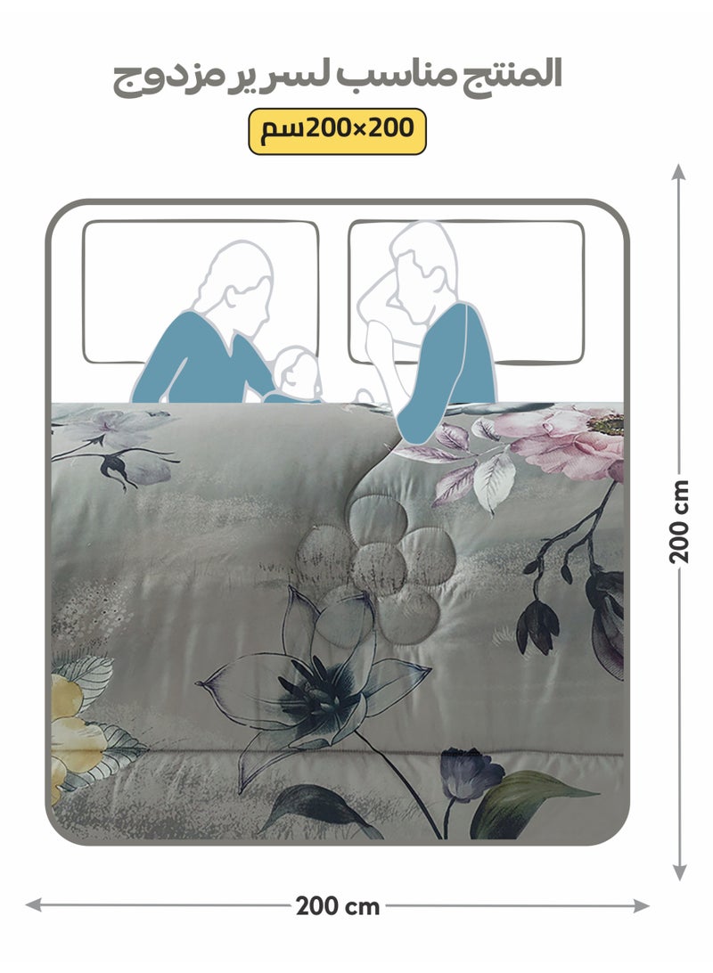 Donetella Bedding Comforter Set, King Size Fits 200x200 cm - 6-Pcs Digital Print Quilted Bed Set, Microfiber Fabric - 1 Comforter, 1 Fitted Sheet, 2 Pillow Shams, 2 Pillowcases - Image 3