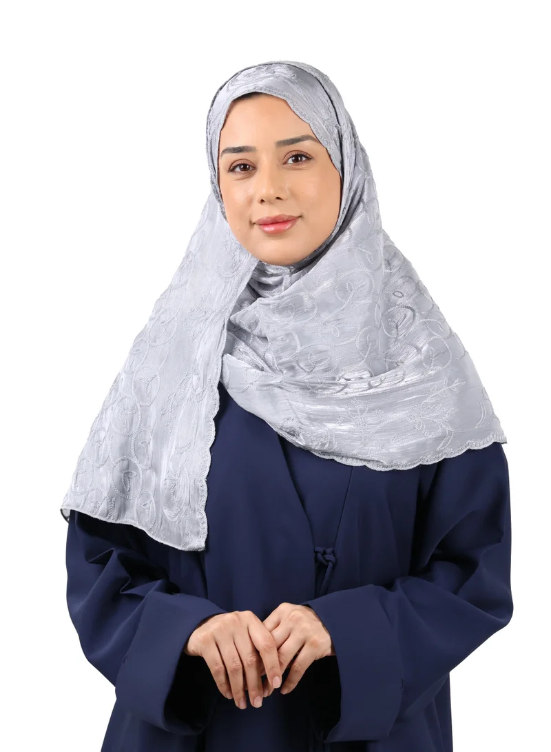 Premium Circle Motif Organza Scarf (Silver Grey)