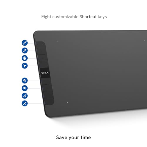 VEIKK VK1060 Drawing Tablet, 10 x 6" /25.4 x15.2cm Graphics Pen Tablet with 8 Shortcut Keys, 8192 Levels Battery Free Pen Supports Tilt Function, Work for Digital Art Drawing, Animation, Design, Black - Image 5