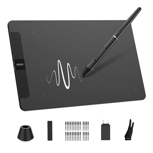 VEIKK VK1060 Drawing Tablet, 10 x 6" /25.4 x15.2cm Graphics Pen Tablet with 8 Shortcut Keys, 8192 Levels Battery Free Pen Supports Tilt Function, Work for Digital Art Drawing, Animation, Design, Black - Image 4