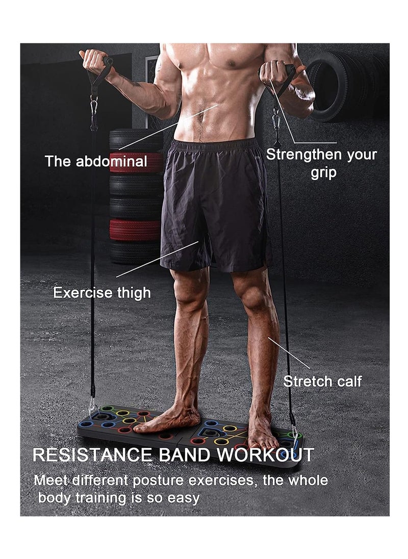 Soofam - Push Up Rack Push-up Stand Board Gym Home Comprehensive Fitness Tool Exercise Sports Body Building Training Equipment with Pull Rope for Unisex - Image 1