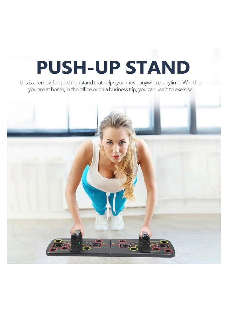 Soofam - Push Up Rack Push-up Stand Board Gym Home Comprehensive Fitness Tool Exercise Sports Body Building Training Equipment with Pull Rope for Unisex - Image 1