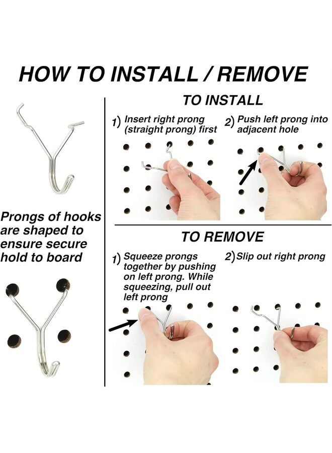 50pcs Stainless Steel Pegboard Hooks 50-Pack 1in J-Hook - Will Not Fall Out - Fits Any Peg Board - Multipurpose - Organize Necklaces, Jewelry, Retail Items, Keys, Craft or Supplies - Image 4