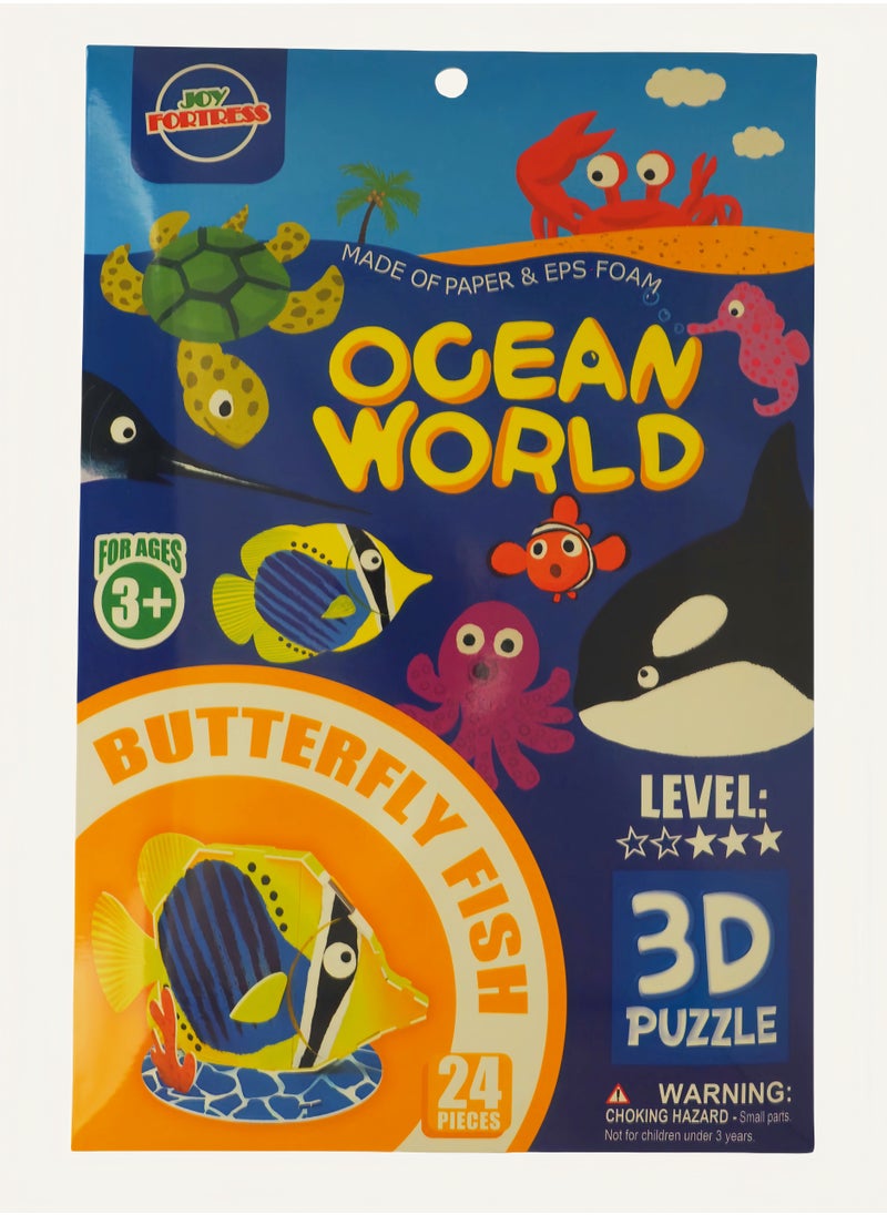 Kid's Ocean World Animals DIY Puzzle: 3D Butterfly Fish Paper Model Kit - Quick Assembly Educational Toy to Boost Spatial IQ  - Image 2