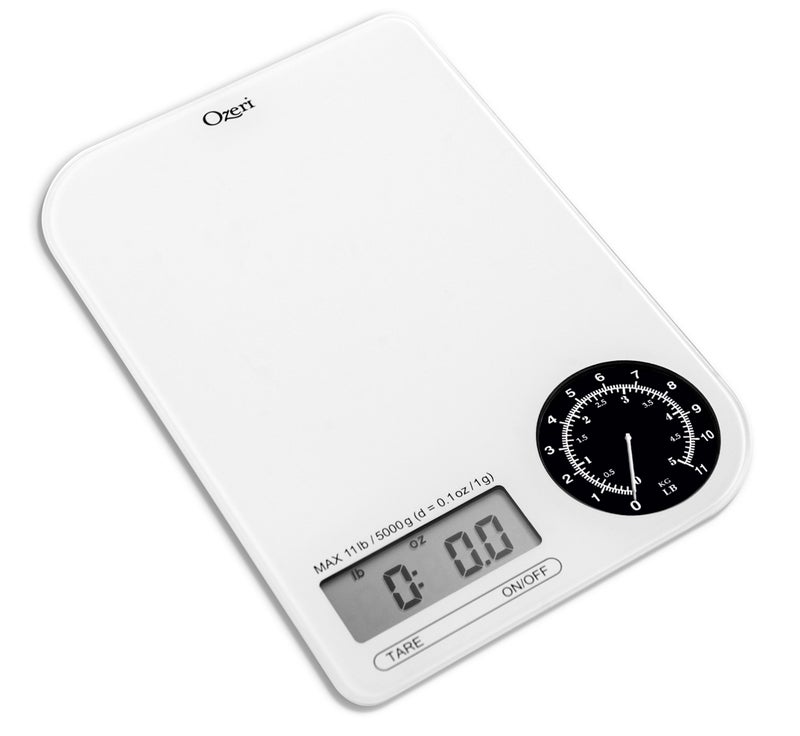 Ozeri ZK18WB Rev Digital Kitchen Scale with ElectroMechanical Weight Dial Black Dial
