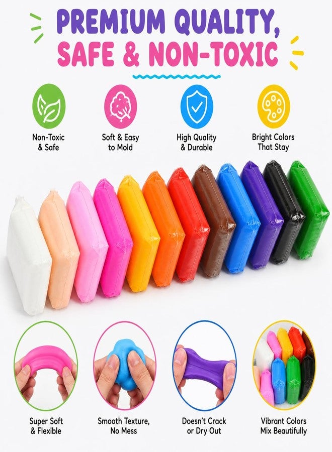 LAALIYA 12 Color Air Dry Clay Kit for Kids | Non Toxic Super Light Modelling Clay Set with 3 Sculpting Tools | DIY Art and Craft Clay for Girls and Boys Ages 3 to 10 Years | School Projects Gift - Image 2