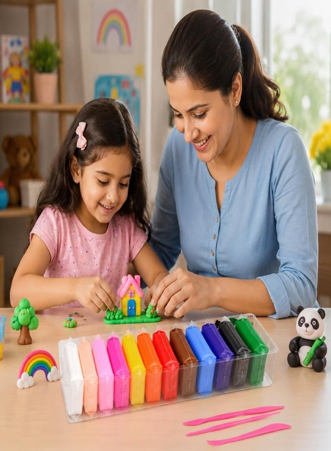 LAALIYA 12 Color Air Dry Clay Kit for Kids | Non Toxic Super Light Modelling Clay Set with 3 Sculpting Tools | DIY Art and Craft Clay for Girls and Boys Ages 3 to 10 Years | School Projects Gift - Image 4