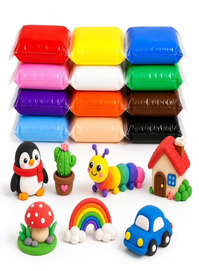 LAALIYA 12 Color Air Dry Clay Kit for Kids | Non Toxic Super Light Modelling Clay Set with 3 Sculpting Tools | DIY Art and Craft Clay for Girls and Boys Ages 3 to 10 Years | School Projects Gift - Image 1