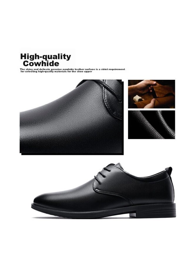 Laorentou Leather Shoes For Men, Business Formal Shoes, Top-grain Cowhide, Lace-up, Breathable, Wear-resistant, Non-slip Men's Shoes, A30303, Black, Size 38 - Image 3