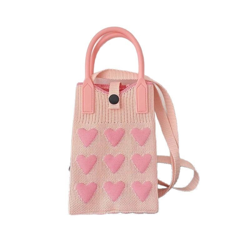 Sweet Cute Knitted Mini Phone Bag Korean Niche Design Shoulder Handbag Hand Bag Crossbody Bag Women'S Bag - Image 5