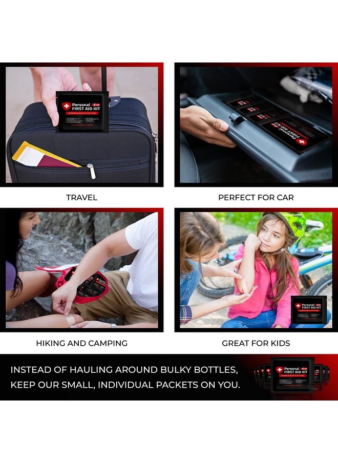 pH Advantage Portable Travel Size First Aid Kit 10 Pack | Perfect For Home, Office, Car, School, Business, Travel, Hiking, Hunting, And Outdoors | Individually Wrapped First Aid Products (Black)  - Image 4