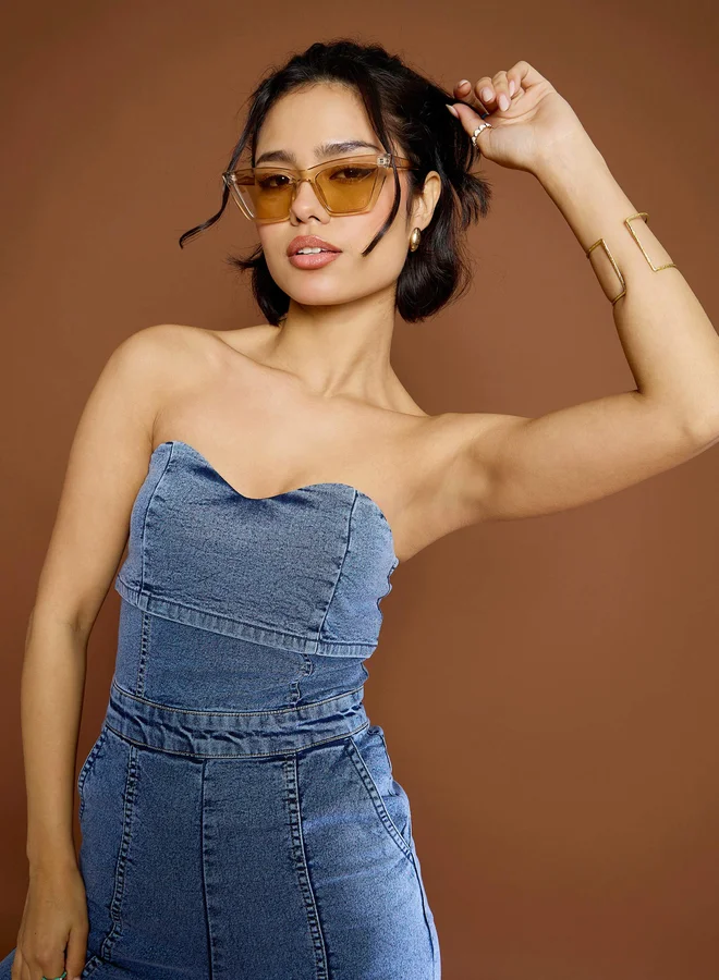 ساسافراس جمبسوت دنيم أزرق بياقة باردو من ساسافراس