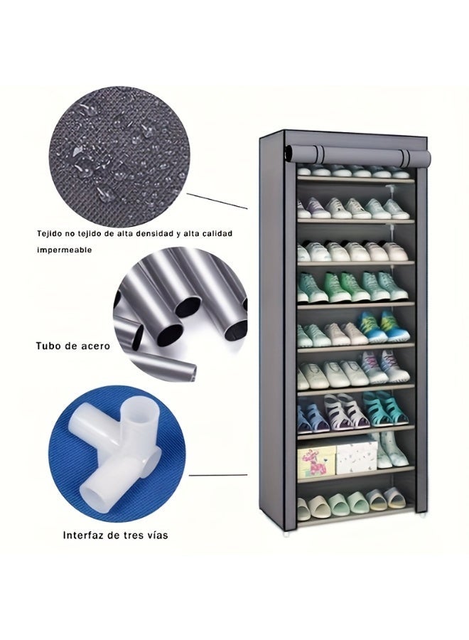 حامل أحذية متعدد المستويات 9 طبقات، رف أحذية محمول مع غطاء من القماش غير المنسوج، مناسب لغرفة الملابس، الممر، غرفة النوم، المدخل - Image 5