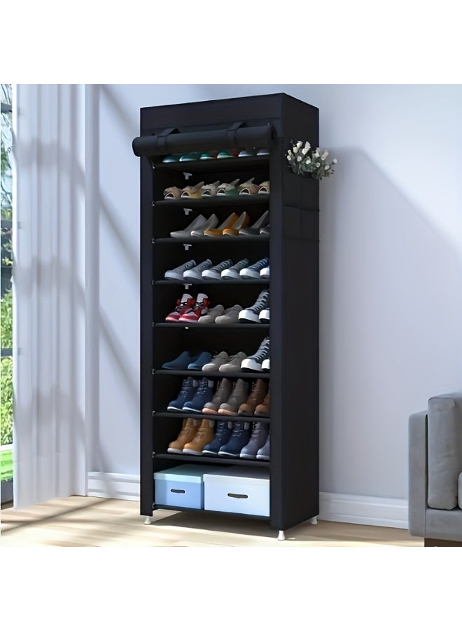 حامل أحذية متعدد المستويات 9 طبقات، رف أحذية محمول مع غطاء من القماش غير المنسوج، مناسب لغرفة الملابس، الممر، غرفة النوم، المدخل - Image 1