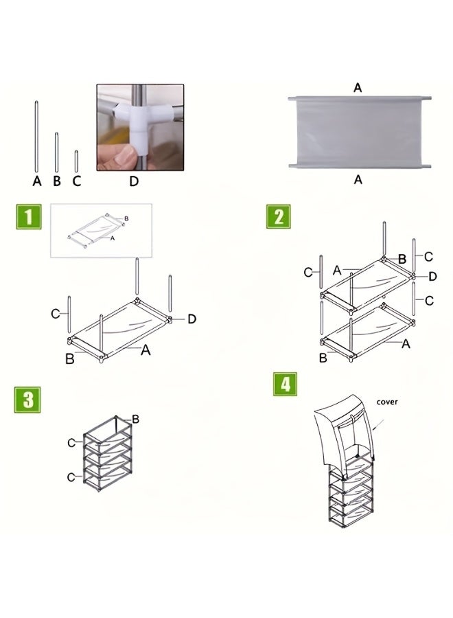 حامل أحذية متعدد المستويات 9 طبقات، رف أحذية محمول مع غطاء من القماش غير المنسوج، مناسب لغرفة الملابس، الممر، غرفة النوم، المدخل - Image 2