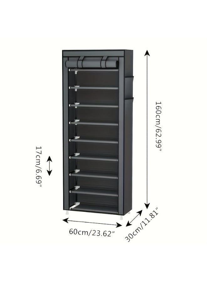 حامل أحذية متعدد المستويات 9 طبقات، رف أحذية محمول مع غطاء من القماش غير المنسوج، مناسب لغرفة الملابس، الممر، غرفة النوم، المدخل - Image 4