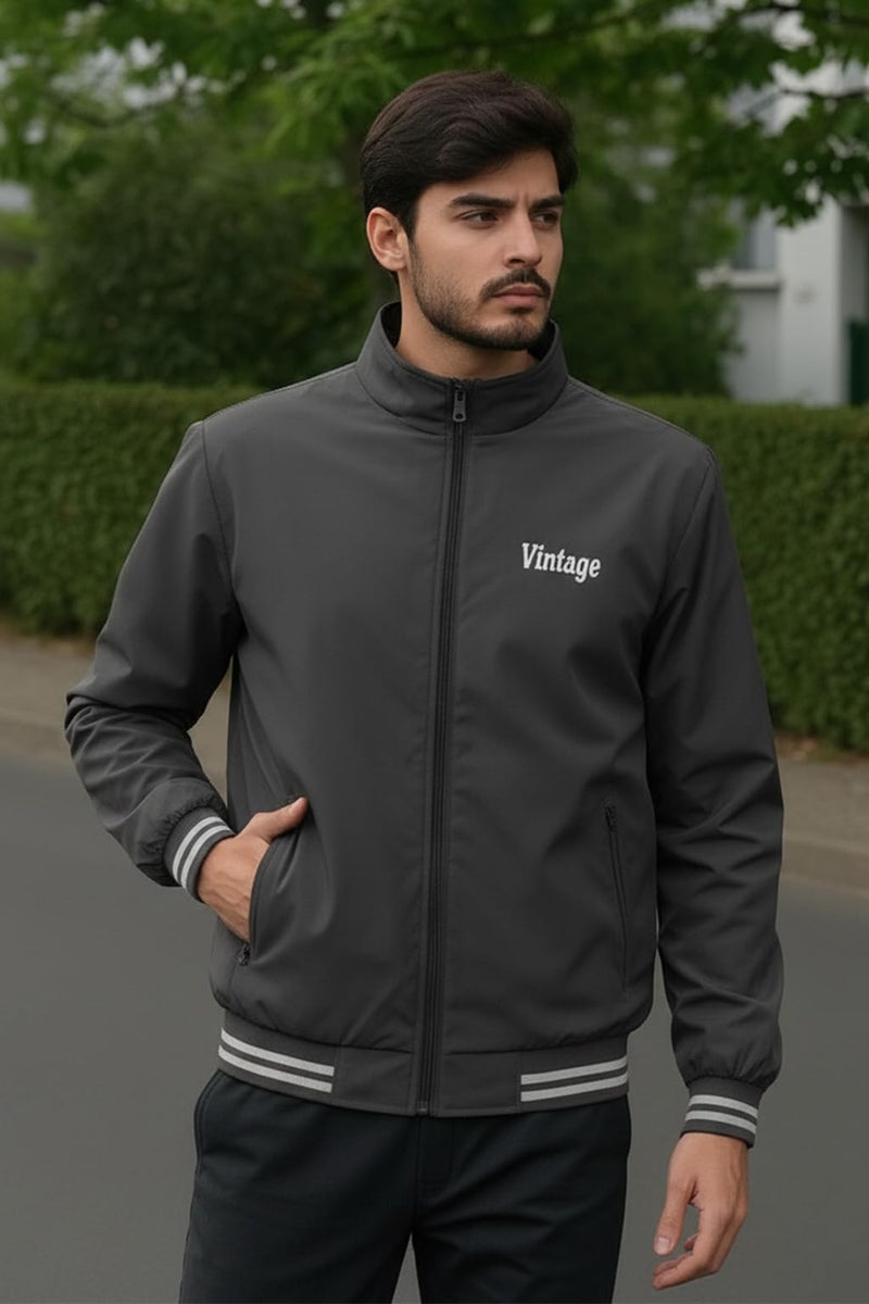 FTX Men Solid Full Sleeve Grey Color Regular Fit Windcheater Casual Jacket - Image 4