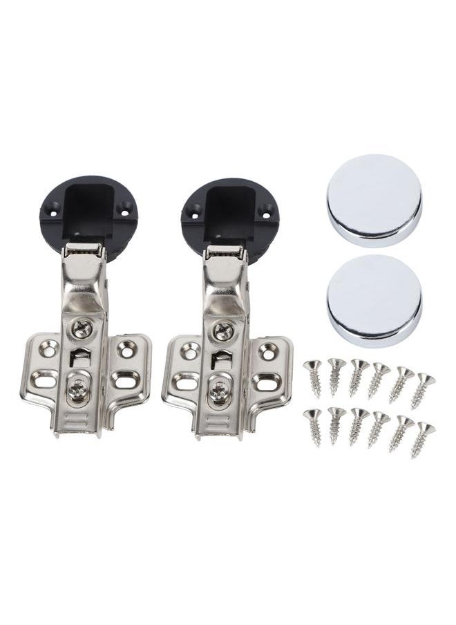 Thoraya 2Set Stainless Steel 201 Cabinet Glass Door Hinge 35 Cup Glass Door Damping Buffer Hinge Large Bend Insert  - Image 1
