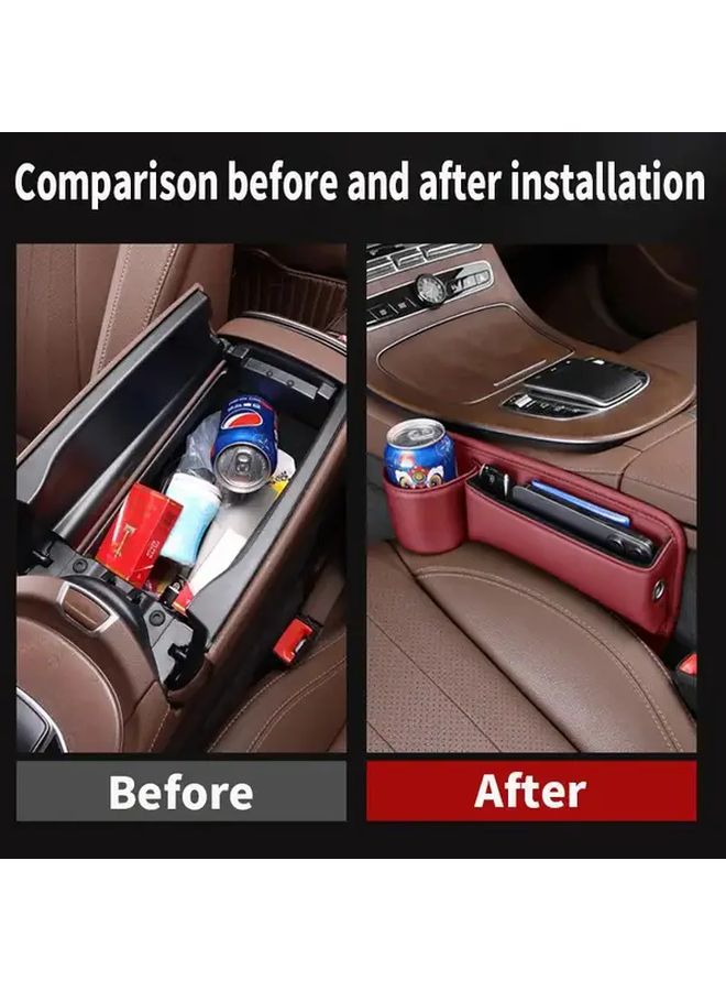 Red Car Seat Organizer With Multi Compartment Storage Key And Phone Holder - Image 3